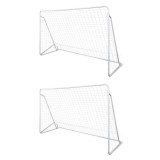 Cumpara ieftin Porti de fotbal cu plasa, 2 buc, 240 x 90 x 150 cm, otel