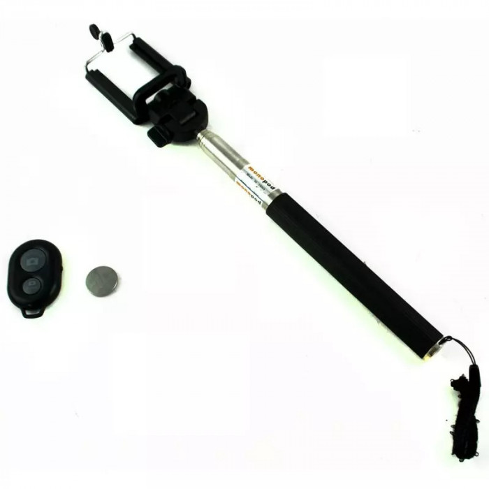 Selfie stick extensibil cu telecomanda Bluetooth Negru