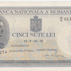 ROMANIA 500 LEI 1939 CU SUPRATIPAR XF+ aUNC