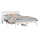 vidaXL Cadru de pat cu headboard Maro 140 x 200 cm Lemn masiv de pin 872162