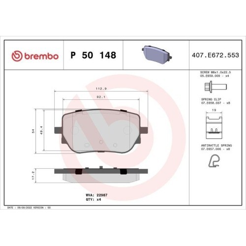 Placute frana Mercedes Clasa A (W177) 03.18-, Clasa A Sedan (V177) 09.18-, B-Class Sports Tourer (W247) 12.18-, Cla (C118) 03.19-, Cla Shooting Brake