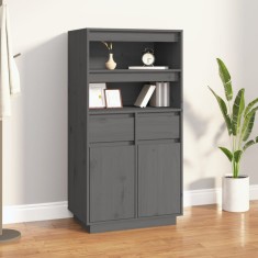Gossi dulap inalt, gri, 60x40x116,5 cm, lemn masiv de pin