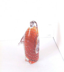 Statueta cristal sommerso bule controlate suflata manual -Pinguin- Mantorp Swed. foto