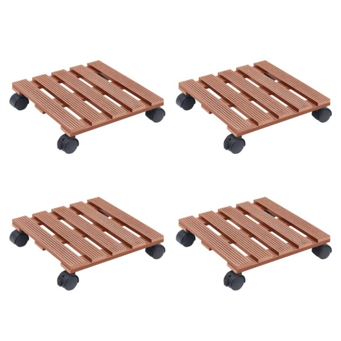 vidaXL Cărucioare pentru plante, 4 buc., maro, 30x30x7,5 cm, WPC 3143927