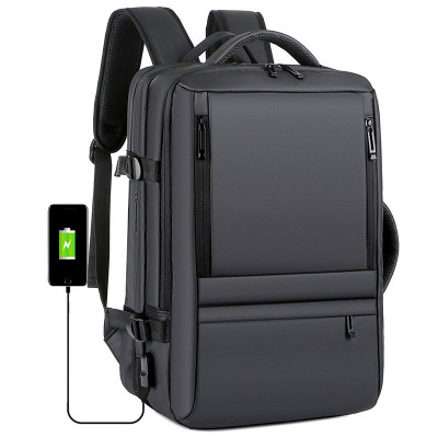 Rucsac Calatorie, Laptop 17&amp;quot;, pentru Avion, Business Impermeabil, Extensibil, port USB, pana la 40 L, Negru denim, OBRALIX&amp;reg; foto