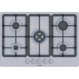 Plita incorporabila Bosch PGQ7B5K90, Gaz, 5 arzatoare, Arzator Wok, Gratar fonta, 75 cm, Inox