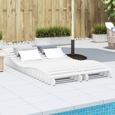 vidaXL Șezlonguri, 2 buc., alb, 205x60x31,5 cm, lemn masiv pin 832575