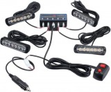 Stroboscoape Auto Galbene 12V, 4 Bucati x 6 LED, Girofar, Kit Montaj Inclus