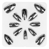 Unghii False cu Adeziv, Model Diamant, Negru, Set 12 Buc, Oem