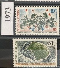 Teritoriul Sudic si Antarctic Francez (TAAF) 1973 Flora/ Plante, serie MNH, 2v
