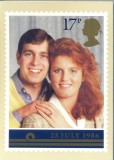 AX 343 CP - THE ROYAL WEDDING (HRH PRINCE ANDREW AND MISS SARAH FERGUSON) 1986, Necirculata, Printata