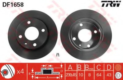 Disc frana FORD FIESTA IV (JA, JB) (1995 - 2002) TRW DF1658 foto
