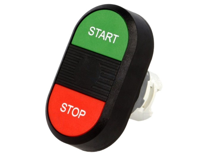 Comutator dublu 22mm roșu/verde plat