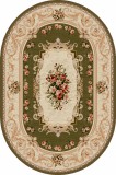 Covor Oval Model Lotos 535-310, Marime 60 x 110 cm, Verde, Inaltime Fir 8 mm, Antialergic, Polipropilena, Living, Dormitor, Sufragerie, Birou