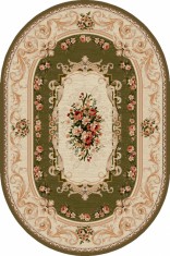 Covor Oval Model Lotos 535-310, Marime 60 x 110 cm, Verde, Inaltime Fir 8 mm, Antialergic, Polipropilena, Living, Dormitor, Sufragerie, Birou