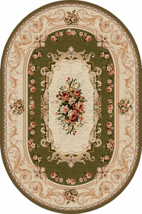 Covor Oval Model Lotos 535-310, Marime 60 x 110 cm, Verde, Inaltime Fir 8 mm, Antialergic, Polipropilena, Living, Dormitor, Sufragerie, Birou