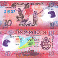 Insulele Solomon 10 Dolari 2023 Jocurile Pacifice P-39a Polimer UNC