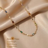 Colier Aurora Rainbow cu cristale multicolore marchiza, placat cu aur 18K, 50 cm , Brazilia