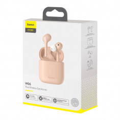 Baseus Earphone Bluetooth Encok W06 True Wireless headset BT 5.0 Music 5 hour Pink (NGW06-04) foto