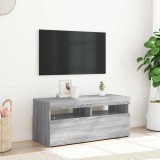 VidaXL Comodă TV cu lumini LED, gri sonoma, 90x35x40 cm