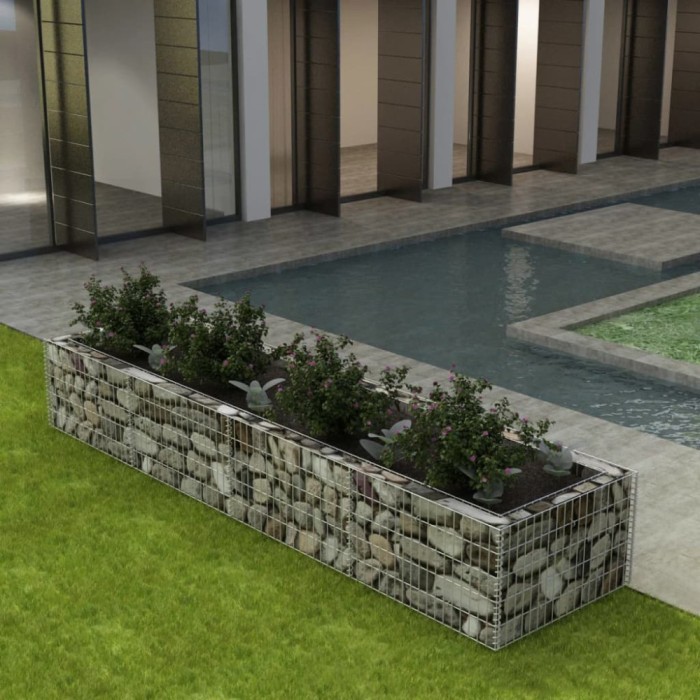 vidaXL Strat &icirc;nălțat gabion, 360 x 90 x 50 cm, oțel