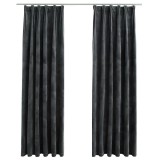 Cumpara ieftin Draperii opace cu carlige, 2 buc, antracit, 140x225 cm catifea