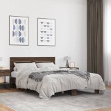 VidaXL Cadru de pat, stejar maro, 140x200 cm, lemn prelucrat și metal