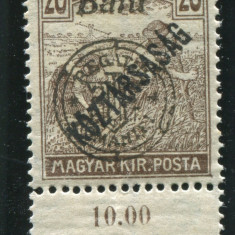 1919 , Mi 56 II , Emisiunea Oradea , Seceratorii 20 Bani , KOZTARSASAG - MNH