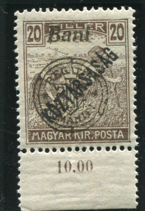 1919 , Mi 56 II , Emisiunea Oradea , Seceratorii 20 Bani , KOZTARSASAG - MNH