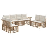 vidaXL Set de canapele de exterior 8 pcs Alb Natural și Crem Poliester 3437672