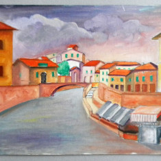 Pod venetian - pictura in acrilic pe carton gros 35x29cm