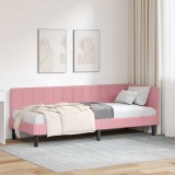 vidaXL Cadru de pat colțar cu headboard Roz 80 cm x 200 cm Catifea 42016331