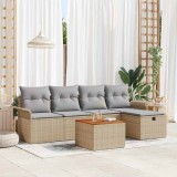 vidaXL Set de canapele pentru grădină cu pernă 6 pcs Bej Rattan poli