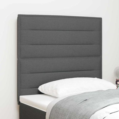 vidaXL Tăblie LED Design Linii Gri &amp;Icirc;nchis 90 cm Țesătură foto