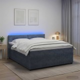 Cumpara ieftin Pat boxspring cu saltea Gri inchis 160 x 200 cm Catifea
