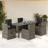 Set mobilier de gradina cu perne, 7 piese, gri, poliratan GartenMobel Dekor, vidaXL