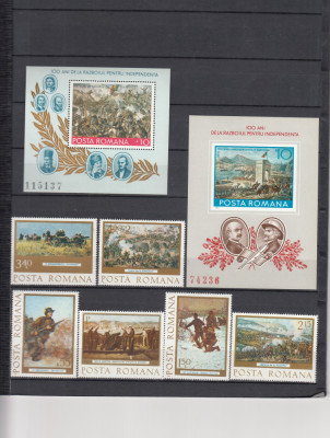 ROMANIA 1977 LP 933 LP 934 LP 935 CENTENARUL INDEPENDENTEI SERIE+COLITE MNH foto