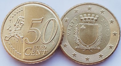 01B14 Malta 50 euro cent 2017 2nd map km 130 UNC foto