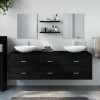VidaXL Set mobilier de baie, 5 piese, negru, lemn prelucrat 242563