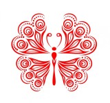 Cumpara ieftin Sticker decorativ Fluture, Rosu, 60 cm, 1155ST-1, animale si pasari, Oem