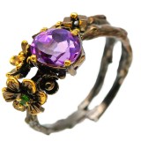 Cumpara ieftin Inel bijuterie din argint 925 cu ametist, granat si crom-diopsid, reglabil