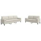 Cumpara ieftin Set de canapele cu perne/rulouri, 2 piese, crem, catifea