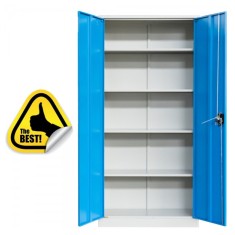 FISET DULAP METALIC ASAMBLAT 4 RAFTURI 800x350x1800 mm, 50 kg/polita, usi color albastre, PLUS