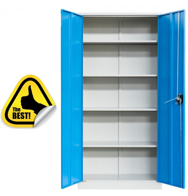 FISET DULAP METALIC ASAMBLAT 4 RAFTURI 800x350x1800 mm, 50 kg/polita, usi color albastre, PLUS