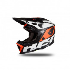 MBS Casca motocross/enduro Ufo Plast Echus, fibra de sticla, negru/portocaliu/alb mat, XL, Cod Produs: HE171XL