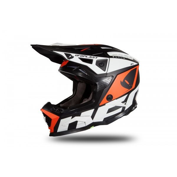 MBS Casca motocross/enduro Ufo Plast Echus, fibra de sticla, negru/portocaliu/alb mat, L, Cod Produs: HE171L