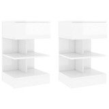 Gossi noptiere, 2 buc., alb extralucios, 40x35x65 cm
