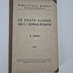 Carte veche Nicolae Iorga Ce poate ajunge un meserias roman