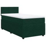 Cumpara ieftin Pat box spring cu saltea, verde inchis, 90x190 cm, catifea