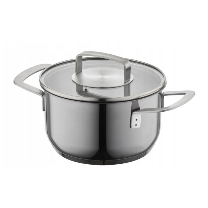 Oala cu capac, din inox, parte inferioara cu 5 straturi, diametru 22cm, capacitate 4.1 litri, calitate premium, Infinity Florina